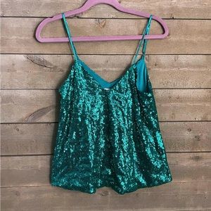 Turquoise Sequins Tank Top